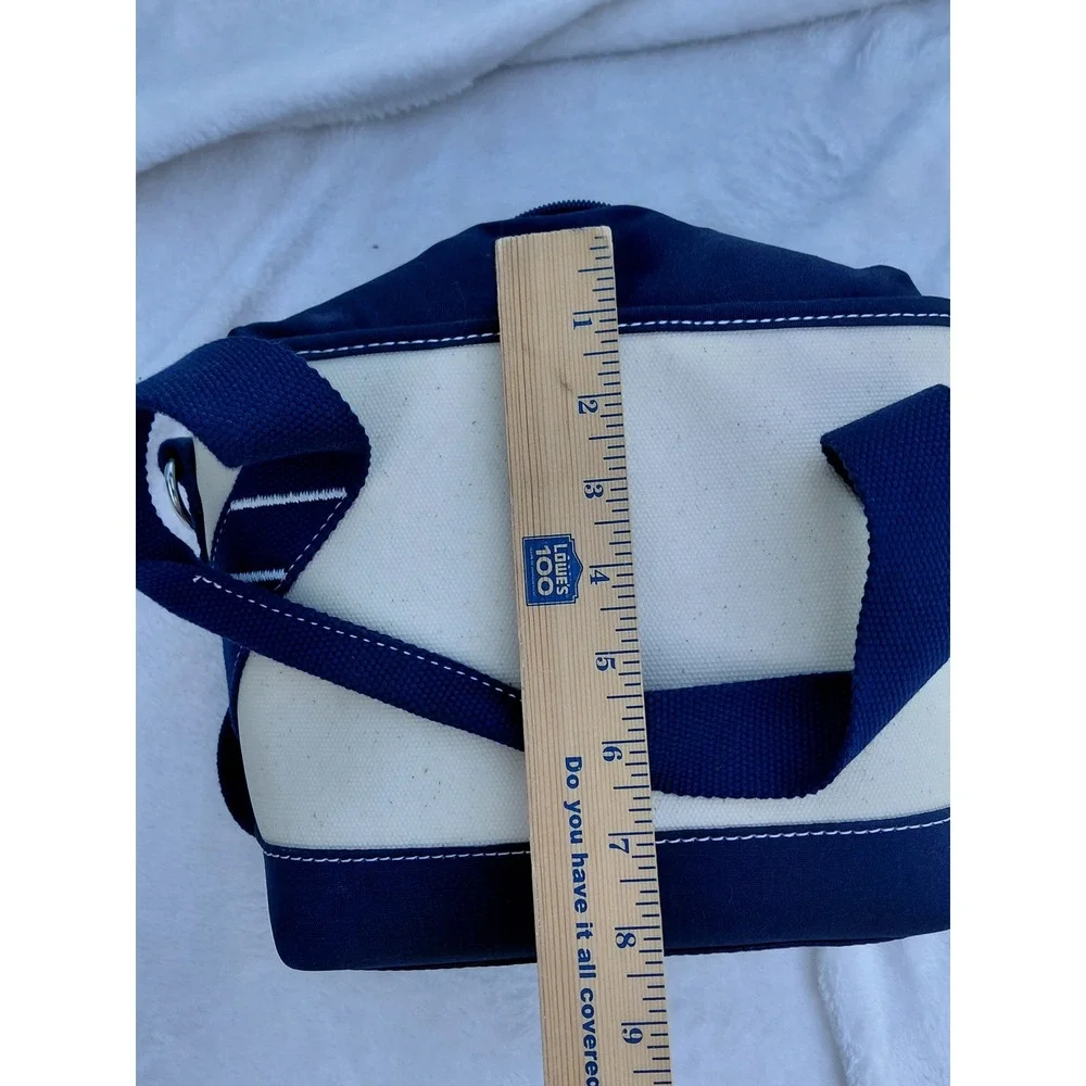 LL Bean Insulated Lunch Box Canvas Cooler Bag Navy Cream Monogram SBK